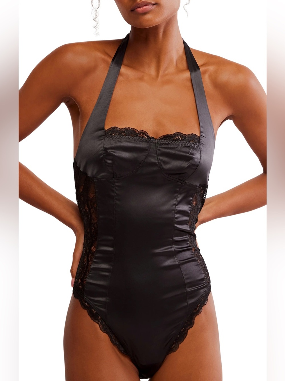 NWT FREE PEOPLE Midnight Muse Bodysuit / Black